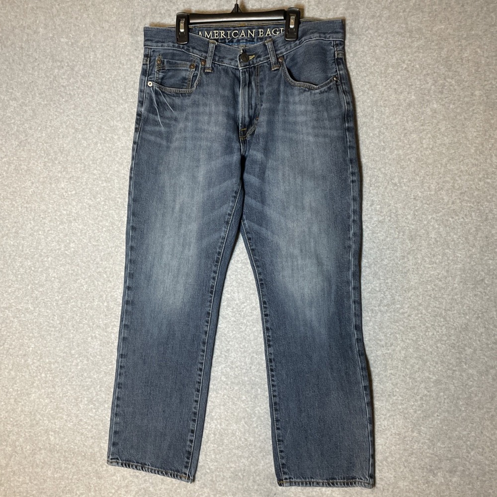 American Eagle Slim Straight Jeans Mens 31 Medium Wash‎ Denim Cotton Mid Rise
